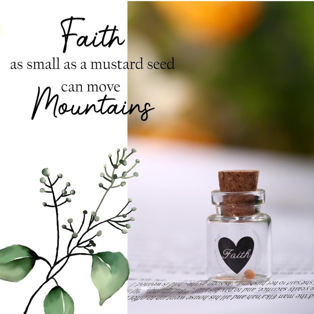 Glass Jar with Mustard Seed of Faith and Cork Lid. - Picture 3 of 5